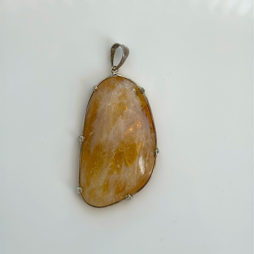 Natural Citrine Pendant in Sterling Silver
